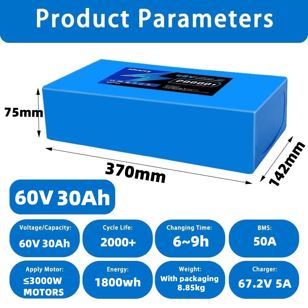 Aleaivy 60V Battery 20AH 30AH  - 60V 30Ah 21700 Battery Pack recension och pris